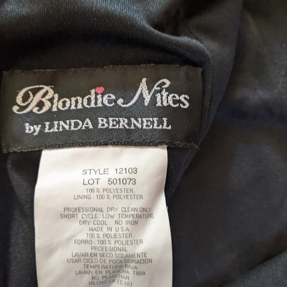 Blondie nights long black dress with sequins v-neck around to the back size 7 - Picture 5 of 5